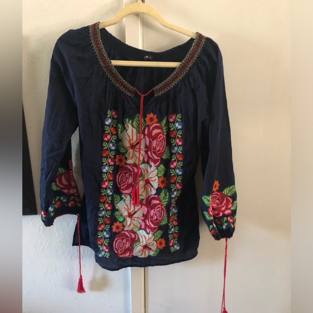 Durga Cross-stitched Peasant Top-  720 $50 or $45 w/offer